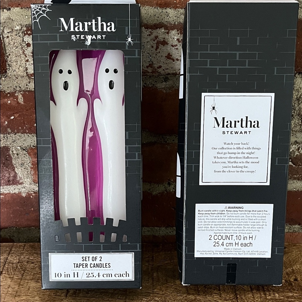 Martha Stewart White and Pink Ghost Taper Candles